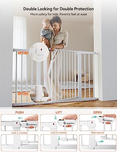 COMOMY 30" Tall Baby Gate for Stairs Doorways, Fits 29.5" to 51.6" Openings - Image 4