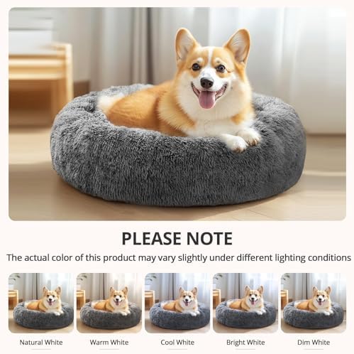 JOLLYVOGUE Calming Dog Bed Medium Size Dog, Anti-Anxiety Donut Medium Pet Bed - Image 6