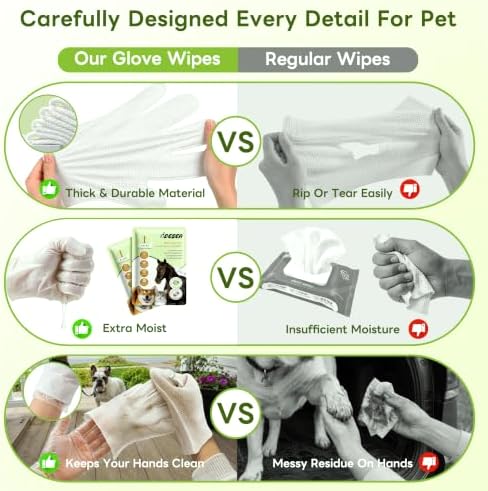 Dog Wipes for Dogs & Cats, Pet Glove Wipes for Paws, Body and Butt - Image 4