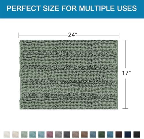 H.VERSAILTEX Bathroom Rugs Bath Rugs Non Slip Bath Mats Extra Thick Chenille - Image 2