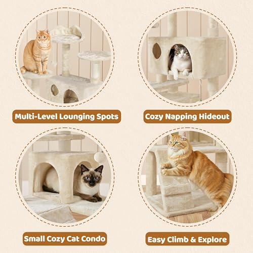 Yaheetech 62in Cat Tree Tower, Double Condo, Scratch Posts - Image 4