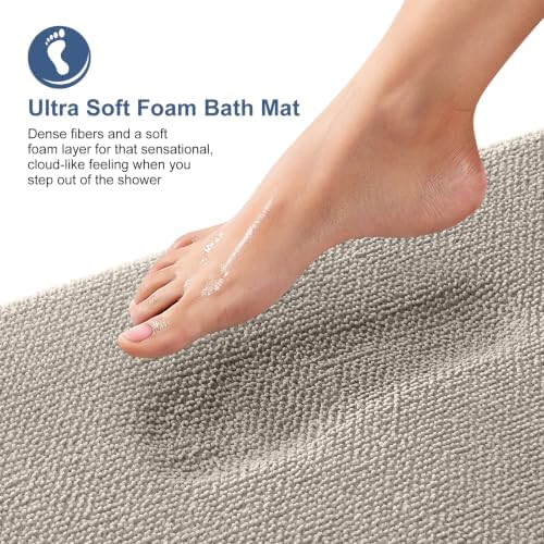 OLANLY Thick Memory Foam Bathroom Rug 36x24, Absorbent Bath Mat, Warm Taupe - Image 2