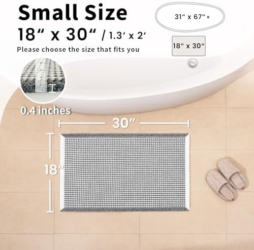 Waffle Bath Mat, Boho Bathroom Rugs Non Slip Washable - Image 2