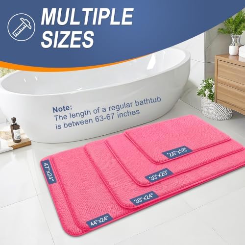 OLANLY Memory Foam Bathroom Runner Rugs 47x20, Absorbent Long Mat, Hot Pink - Image 4