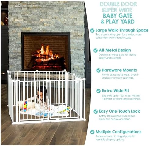 Regalo Safety 24"-192" Metal Double Door Baby Gate & Play Yard - Image 4