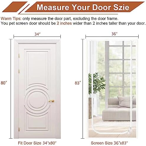Dixutzi Reinforced Cat Screen Door Fits Door Size 34''x 80'', Heavy Duty Pets - Image 5