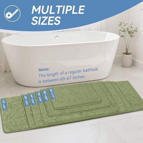Bcoimo Small Bath Rug Mat, Sage Chenille High Absorbent Bathroom Floor Mats - Image 2