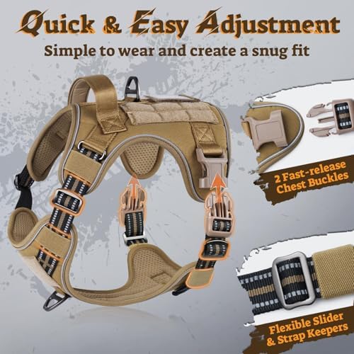 rabbitgoo Tactical Dog Harness for Large Dogs, No Pull Service Pet Vest - Image 2