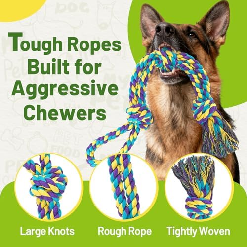 9-Pack Dog Rope Toys for Large Dogs – Strong Tug Toys for Aggressive Chewers - Image 2