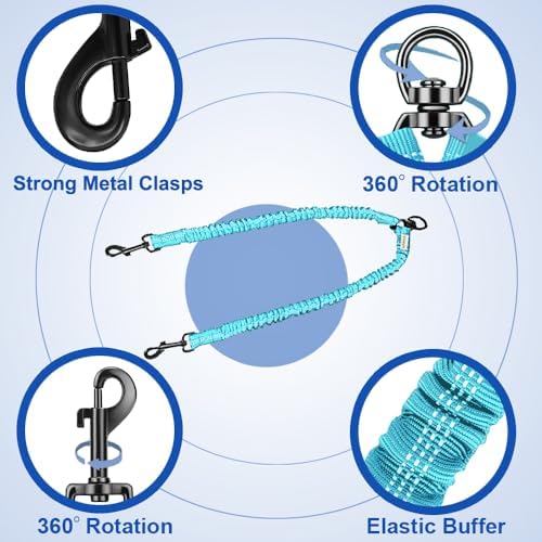 Double Dog Leash, No Tangle Dual Leash, 360° Swivel Tangle Free Bungee - Image 2