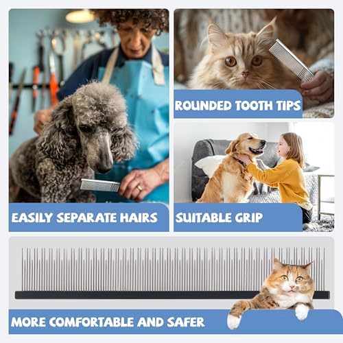 8.5 Inch Upgrade Black Professional Cat Comb, Dual-Tooth Pet Grooming Comb - Image 4