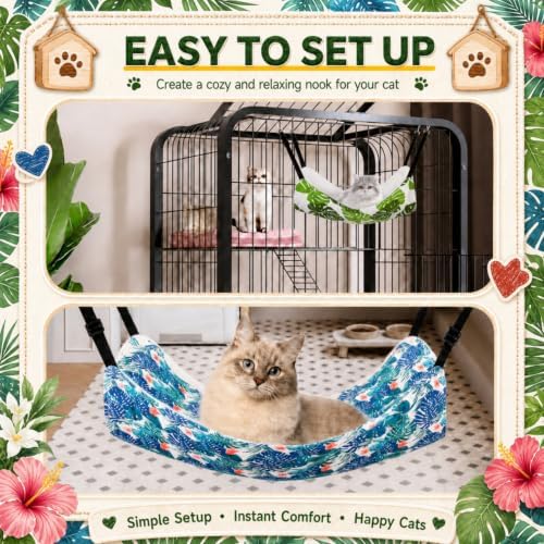 Jetec 2 Pack Cat Hammock for Cage, Monstera Leaf - Image 5