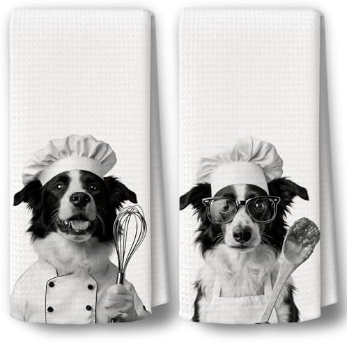 Dog Kitchen Towels Decor Set of 2 by BCUANGD