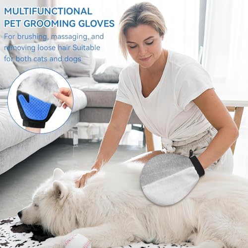 Pet Hair Removal Glove for Dogs & Cats, 2-in-1 Double-Sided Grooming Glove - Image 6
