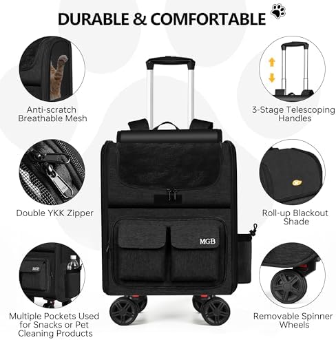MGB Rolling Cat Carrier with Wheels, Pet Carrier - Image 4