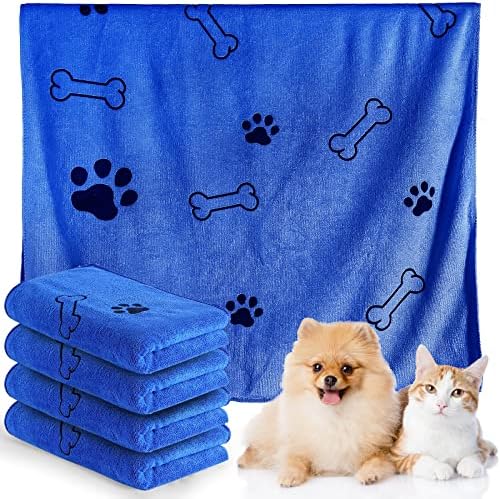 Chumia 4 Pcs Dog Towels for Drying Dog Puppy Bulk Microfiber Absorbent Paw by Chumia
