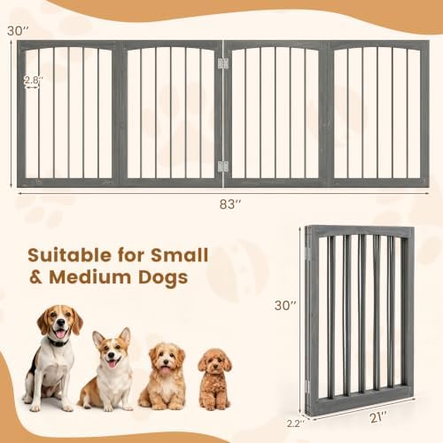 Giantex 4-Panel Freestanding Foldable Dog Gate - Image 6
