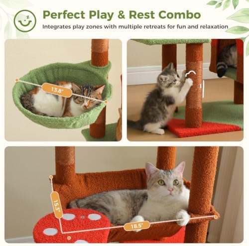 69" Tall Cat Tree for Indoor Cats Large Adult - Image 5