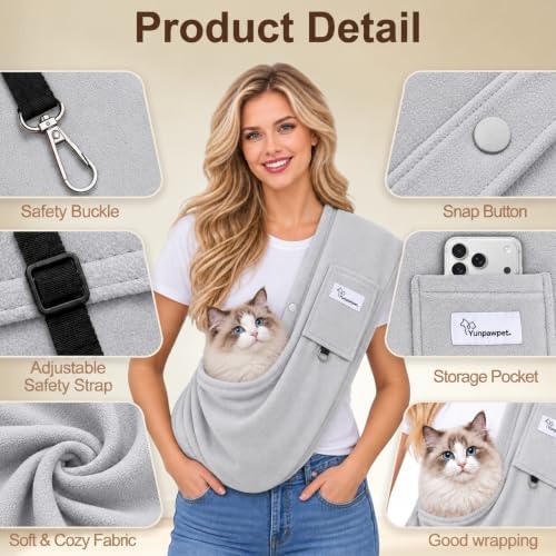 Cat Sling Carrier & Pet Sling for Small Dogs & Cats 3-14 lbs - Image 3