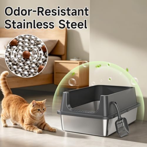 XL Open Top Stainless Steel Litter Box Large - Image 5