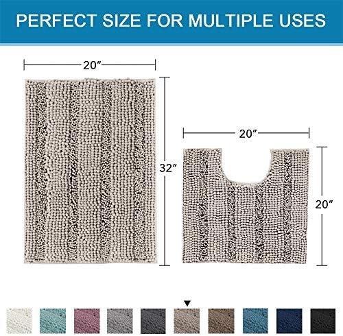 H.VERSAILTEX Bathroom Rugs Bath Rug Set 2 Piece Bathroom Contour Rug Toilet Mat - Image 2