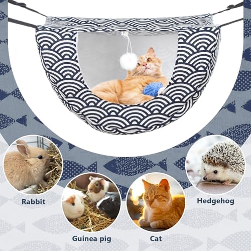 Unittype 2 Pieces Cat Cage Hammock Hanging Pet Bed, 2 Styles - Image 4