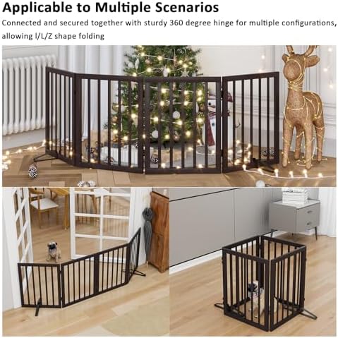 Dog Gates for Doorways Stair House Freestanding Pet Gates for Dogs Wooden Dog - Image 3