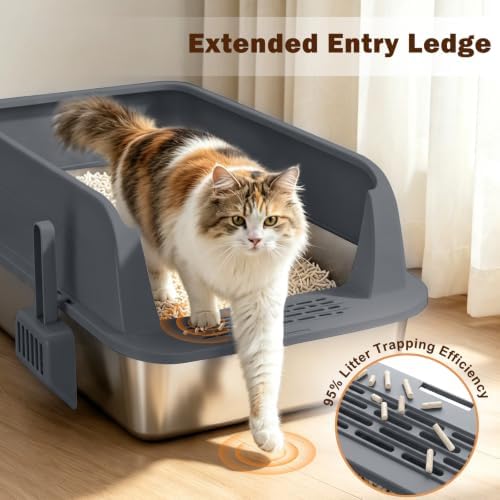 AIPERRO XL Stainless Steel Litter Box | Metal Cat Litter Boxes - Image 6