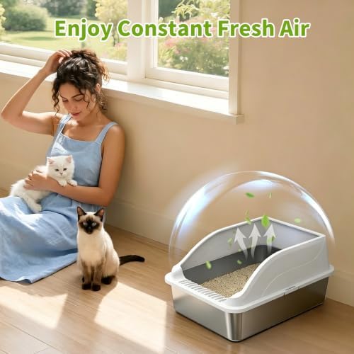 Stainless Steel Cat Litter Box, Extra Large XL Odor Free Metal Litter Box - Image 3