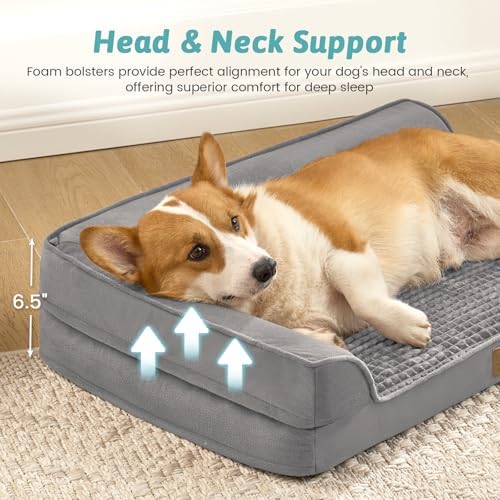 COZY KISS Orthopedic Dog Bed for Medium Small Size Dogs, L Shaped 30x20 in - Image 5