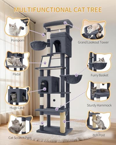 Hzuaneri Tall Cat Tree 84 Inch, Indoor Large Multi-Level Cat Tower - Image 6