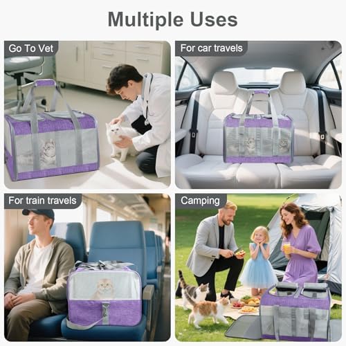 Soft-Sided Cat Carrier for 2 Cats, Breathable Mesh Design, Airline Approved - Image 4