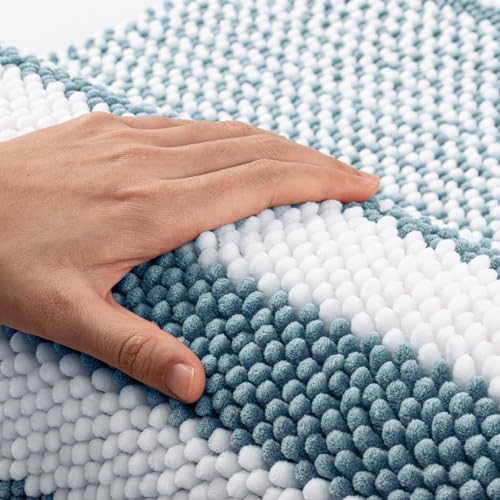 BSICPRO Large Bathroom Rugs, 24x36 Chenille Bath Mats, Denim Blue - Image 2