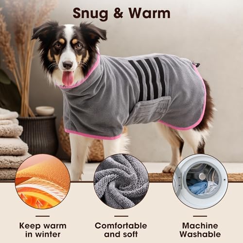 Microfiber Dog Bathrobe, Super Absorbent Dog Drying Coat - Image 3