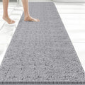 Bcoimo Bath Rug Mat, 70x24 Chenille Non Slip Gray Long Bathroom Runner Rugs by Bcoimo
