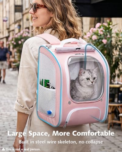 Pecute Cat Backpack Carrier, Cat Bubble, 12.6" L x 10.2" W x 16.5" H - Image 5