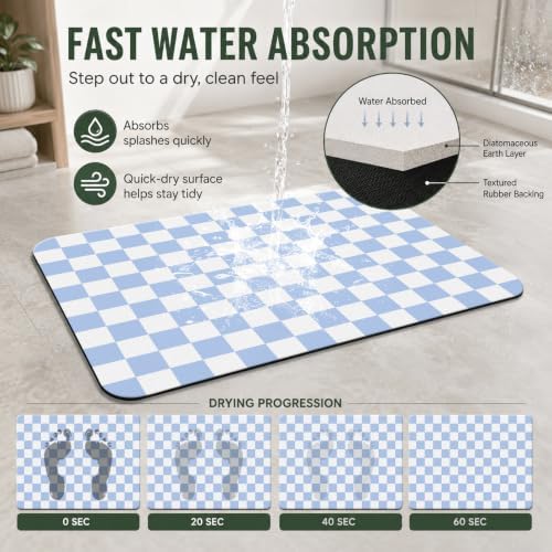 Natural Diatomaceous Earth Bath Mat, Ultra Thin Quick Dry Floor Rug - Image 4