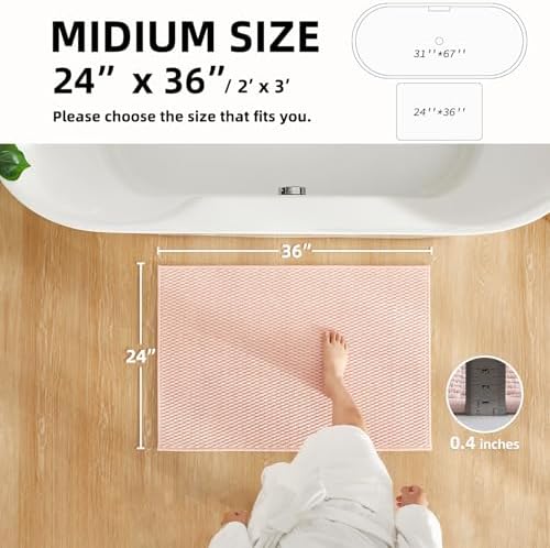 TYUU Bathroom Rugs Non Slip Washable, Super Absorbent Thin Bath Mat Quick Dry - Image 2