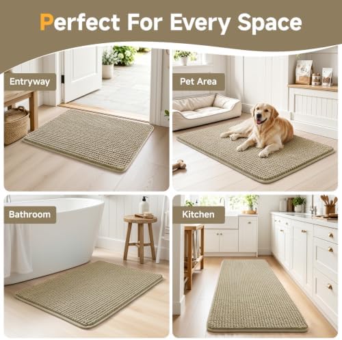 Ophanie Beige Bathroom Rugs Sets 2 Piece, Soft Chenille Bath Mat, Non Slip - Image 7