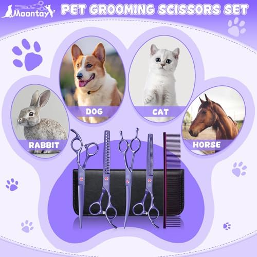 Moontay 7" Professional Dog Grooming Scissors Set of 5 - Image 7