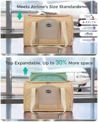 Pet Carrier Airline Approved 18x13x9.5 in, Soft-Sided Top-Expandable - Image 4