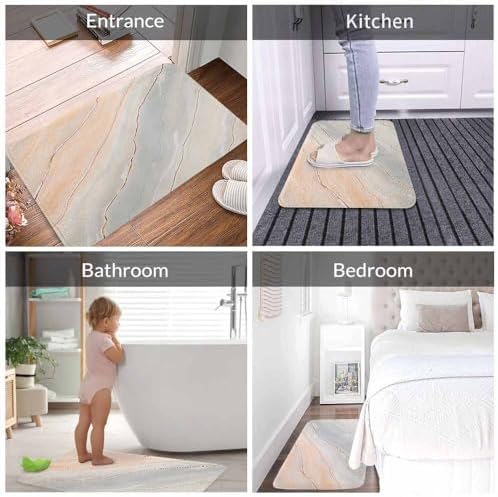 Marble Bath Rugs Microfiber Bathroom Mat Soft Plush Shaggy Shower Mat - Image 4