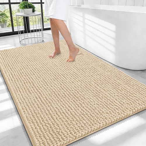 OLANLY Thick Chenille Large Bathroom Rugs 40x32, Absorbent Bath Mat by OLANLY