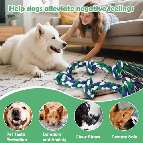 SZEE Dog Rope Toy for Large Dogs, 37 Inch 5 Knots, Tug of War Rope for Large - Image 6