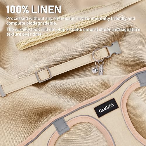GAMUDA Small Pet Harness Collar and Leash Set, Step in No Chock No Pull Linen - Image 2