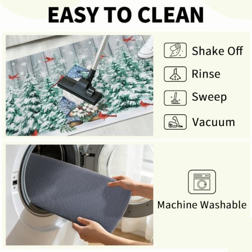 Giwawa Winter Gnome Bath Rug Pine Tree Absorbent Bathroom Rug Holiday Washable - Image 7