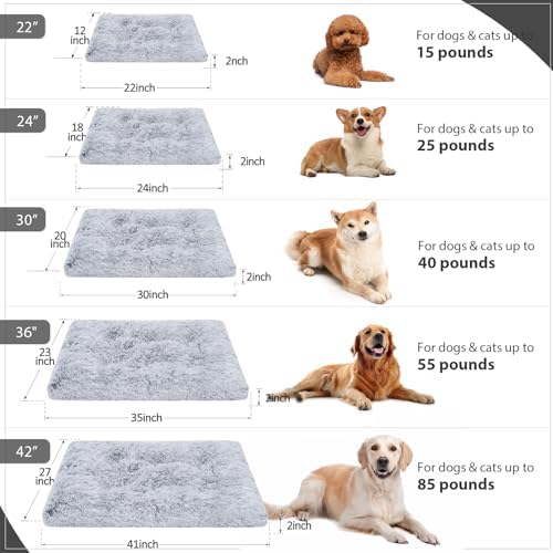 Small Dog Bed Crate Pad 24", Washable Puppy Beds, Plush Pet Mat Grey - Image 6