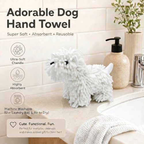 Chenille Dog Hand Towel Fuzzy Ball Dog Towel Animal Hand Towels - Image 2