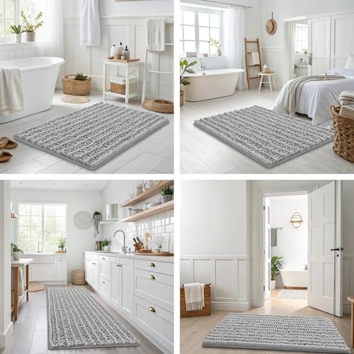Smiry Bathroom Rugs 40X32, Extra Soft Rubber Backing Chenille Bath Mats - Image 7