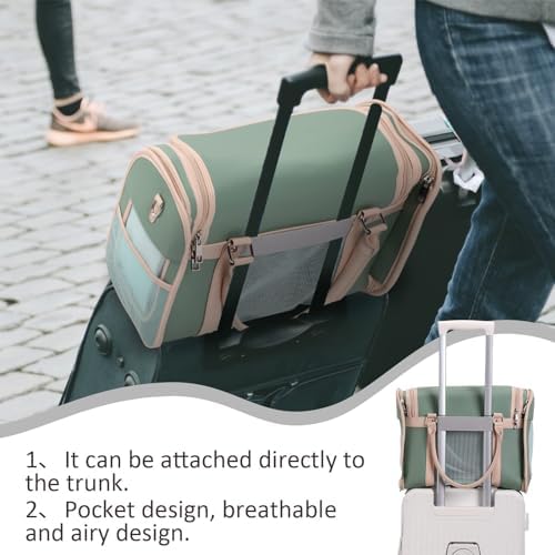 Luxury Mint Green PU Leather Pet Carrier Bag, Airline Compliant Portable Travel - Image 5